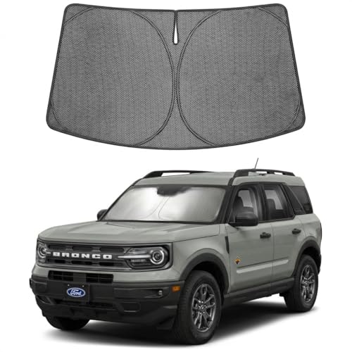 Proadsy Windshield Sun Shade Custom Fit Ford Bronco Sport 2021-2026 Ice Crystal Black Front Window Sunshade UV and Heat Blocker Foldable Visor Keeps Car Cooler for Summer Parking and Daily Use - size: 2021-2026 Ford Bronco Sport