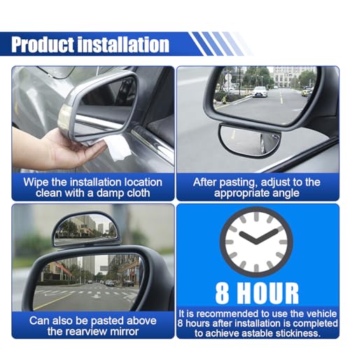 2PCS Blind Spot Mirror for Car, HD Glass Rear View Mirror, Adjustable Car Auxiliary Wide Angle Mirror, Auto Exterior Accessories Universal for Car Truck SUV (Black)