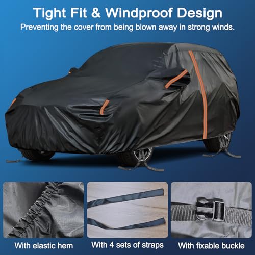 Car Cover for Honda Prologue 2023-2026 and for Lincoln Nautilus 2018-2026 and for Lincoln Aviator 2003-2026, Sun Rain UV Snow Dust Protection, Custom Fit with Driver Door Zipper & Reflective Strips