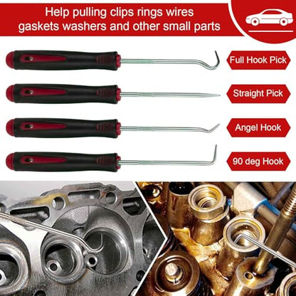 BFXM 9PCS Auto Trim Removal Tool kit, Clip Pry Tools Kit No Scratch, Car Door Panel Fasteners Remover, Automotive Mini Precision Hooks for Auto Oil Seal O-Ring Seal Gasket (Red) - color: Red * 9PCS