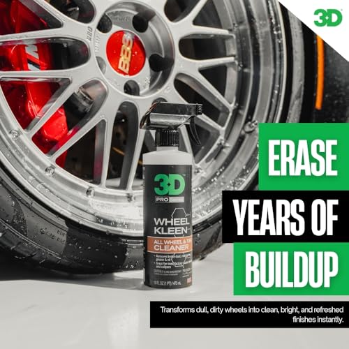 3D Wheel Kleen - High-Foaming Wheel & Tire Cleaner, Removes Brake Dust, Road Grime & Grease, Safe for All Factory Wheels & Calipers, Professional-Grade, 16oz - size: 16 Fl Oz (Pack of 1)