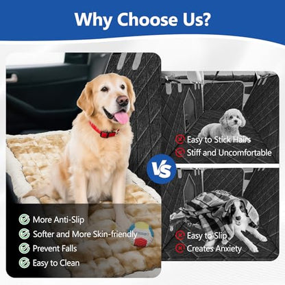 Thickened Dog Bed for Car Back Seat, Upgraded Bottom Non-Slip，Fits Hard Bottom car seat Cover for Dogs, Premium Mixed Color ，Dog Car Seat Cover - color: Yellow-white