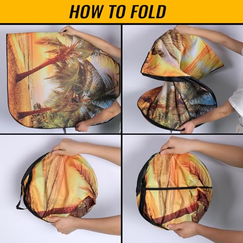 Car Windshield Sun Shade - Reflector Sunshade Offers Ultimate Protection for Car Interior, Cool Reflective Sun Blocker Fits Small Sedans, Mini SUVs - color: Sunrise-Yellow