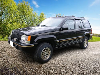 Window Visor Compatible with 1993-1998 Jeep Grand Cherokee, Slim Style Acrylic Smoke Tinted & Semi-Transparent Sun Rain Shade Guard Wind Vent Air Deflector by IKON MOTORSPORTS, 1994 1995 1996 1997
