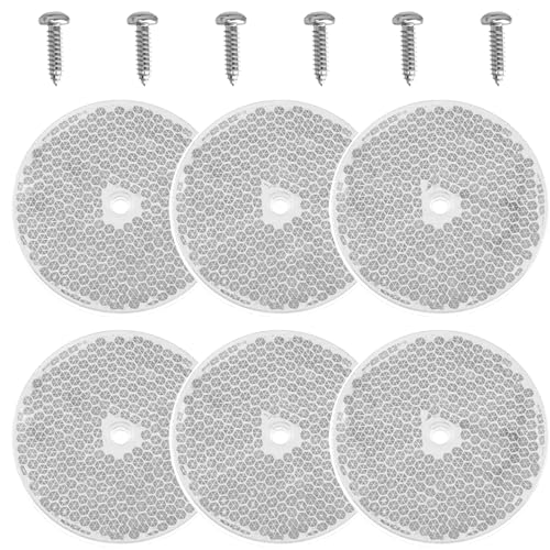 smseace 12pcs Safety Reflectors White Round Reflectors 3inch with Stainless Steel Screw Used for Mailboxes,Driveway,Tunnels,Post,Cars,Trailer Reflector - color: white, size: Round-6pcs