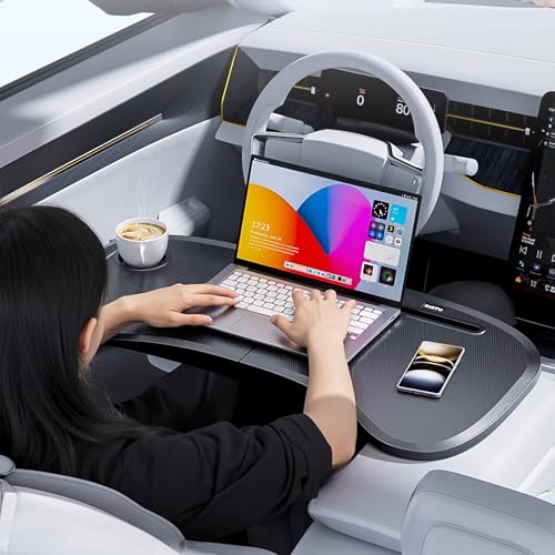 Foldable Car Tray for Tesla Model Y 3, Car Desk Steering Wheel Tray, Foldable Car Table Tray, Foldable Desk Food Tray for Eating and Traveling - size: 29.3" L X 15.4" W X 1" H