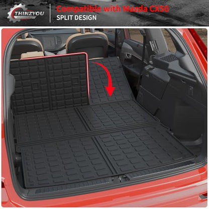 Cargo Mat Compatible with 2023 2024 2025 2026 Mazda CX50 Trunk Mat Trunk Liner Cargo Liner TPE All Weather Back Seat Cover Protector 2024 CX-50 Accessories (Trunk Mat+Backrest Mats) - style: For Mazda CX-50 | 2023-2026