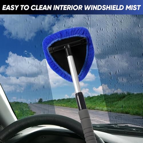 SakerPlus Telescopic Microfiber Glass Car Defroster Brush, 180° Rotating Head and Retractable Handle Multi-Surface Cleaner for Windows, Mirrors, Tiles (Red) - color: Red