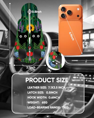 WOCOCN 2 Pack Car Purse Hook for Car Seat Headrest, Double-Sided PrintingPU Leather Purse Holder with Metal Hook, Cute Car Accessories for Women, Men (Car hook - Grass Cat A) - color: Car hook - Grass Cat A