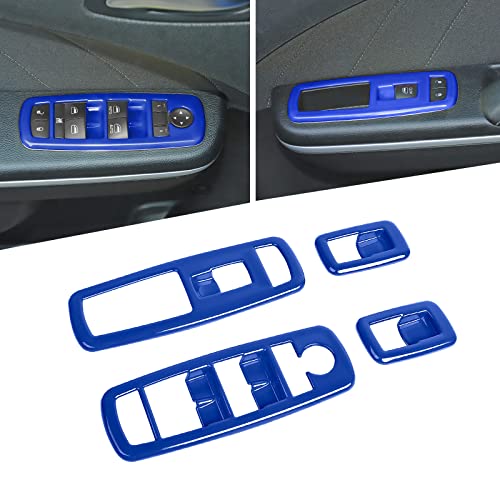 Voodonala Window Lift Switch Power Window Control Regulator Button Embellishment Trim for 2011-2025 Dodge Charger Durango, for 2010-2017 RAM, Interior Accessories ABS Blue 4pcs - color: Blue, size: 2010-2017