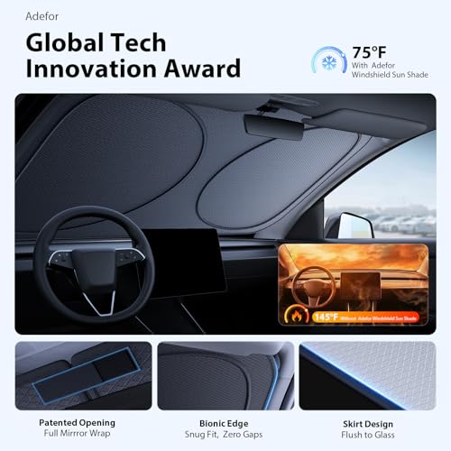 Upgraded Windshield Sun Shade for Vans, Ford Transit & Toyota-Sienna[Nano Ice-Crystal Cooling, 99.9% Sun Protection] Foldable Sunshade with Storage Bag, Car Accessories, XL(69 x 38 in) - size: XL | 69"L x 38"W