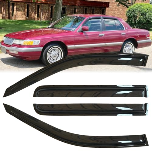 4pcs Original Shatterproof Side Window Wind Deflectors for 92-11 Mercury Grand Marquis,03 Marauder 98-11 Ford Crown Vic Short Rears,Rain Guards,Nice Looking Window Visors for Cars,Vent Deflector 94228 - size: for Ford 1998-2011 Crown Vic
