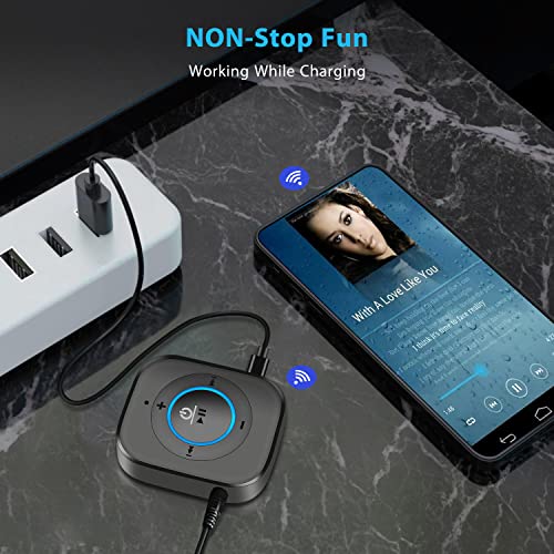 iDIGMALL Bluetooth 5.4 Receiver for Speaker, Wireless HiFi Music Adapter w/Built-in Mic for Hands-Free Calls for Car Home Stereo Wired Headphones with 3.5mm RCA Aux Jack, 20 Hrs Playtime, Multi-Point - color: J207