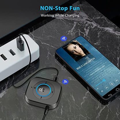 iDIGMALL Bluetooth 5.4 Receiver for Speaker, Wireless HiFi Music Adapter w/Built-in Mic for Hands-Free Calls for Car Home Stereo Wired Headphones with 3.5mm RCA Aux Jack, 20 Hrs Playtime, Multi-Point - color: J207