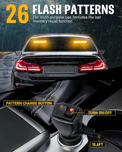 HLauto 1002L Emergency Strobe Traffic Advisor Light Bar: 40LED Dash Safety Warning Flashing Front/Rear Windshield Visor Light for Construction Vehicle, Trucks (2x10.7inch, Amber) - color: #02 Amber