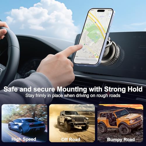 Phone Holders for Your Car, [80+LBS Strongest Suction & 2800gf Magnetic] 360° Adjustable Foldable Vacuum Magnetic Suction Car Cell Phone Holder Mount Compatible for MagSafe iPhone Car