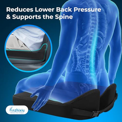 anzhixiu Elevated Car Seat Cushion for Improved View – Reduces Lower Back Pressure & Supports Spine – Ideal for Long Trips – Black Truck Seat Cushion