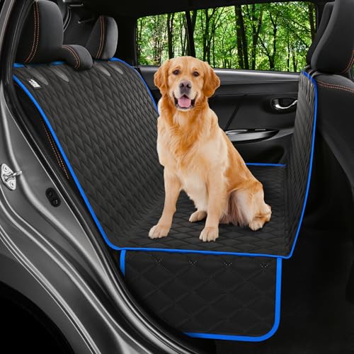 Petloox XL Dog Car Seat Cover for Back Seat, Waterproof Hammock for Car, SUV & Truck, Non-Slip Backseat Cover for Dogs, Heavy-Duty Dog Hammock Style Seat Protector Pets, Easy to Install & Clean - color: Blue, size: XL (64"x60")
