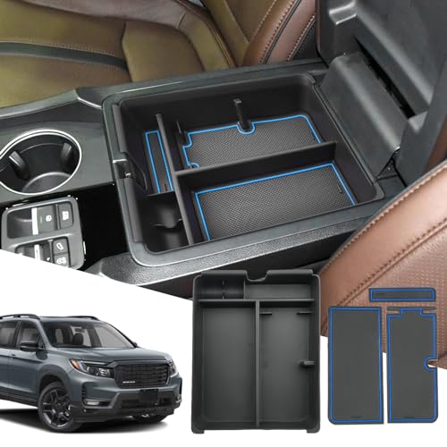 SXCY for 2024 2025 Honda Ridgeline/Passport Center Console Organizer for Honda Ridgeline 2024 2025 Accessories Console Tray for 2024 2025 2026 Passport Armrest Console Organizer Accessories (blue) - color: blue
