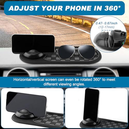 Multifunction Car Anti-Slip Mat, Car Dashboard Mobile Phone Holder, Anti Slip Mat Phone Holder and Temporary Parking Number Pad - Secure Storage for Sunglasses, Keys, Gadgets - color: Black+Silver
