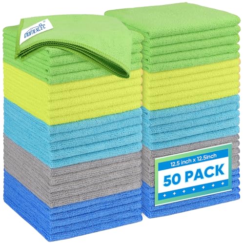 HOMEXCEL Microfiber Cleaning Cloth 50 Pack, 12.5 x 12.5 inch Microfiber Towels for Cars, Ultra Absorbent Car Washing Cloth, Lint Free Streak Free Cleaning Rags for Car, Kitchen, and Window, Multicolor - color: Multicolor, size: 12.5 x 12.5 Inch