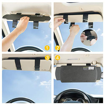 Car Visor Extender TFY Anti-Glare Sun Visor Extender Windshield and Side Window Sunshade and UV Rays Blocker (1 Piece) (Gray) - color: Gray