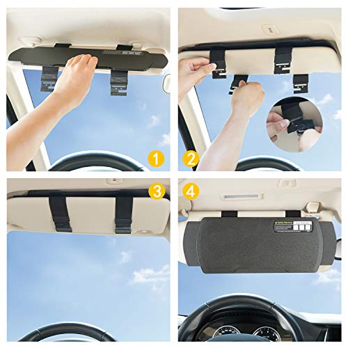 Car Visor Extender TFY Anti-Glare Sun Visor Extender Windshield and Side Window Sunshade and UV Rays Blocker (1 Piece) (Black) - color: Black