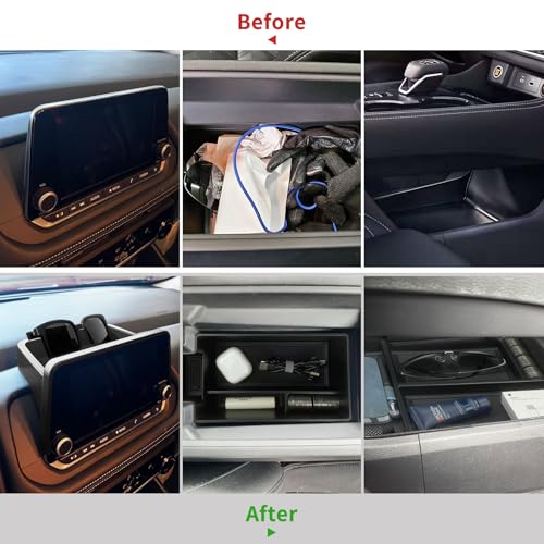Zxiaochun 3PCS Center Console Organizer Compatible with 2021-2025 2026 Nissan Rogue S/SV/Rock Creek Accessories, Dashboard Tray Armrest Storage Box Lower Center Console Tray (Only Fit 8-Inch Screen) - size: 3PCS Center Console Tray