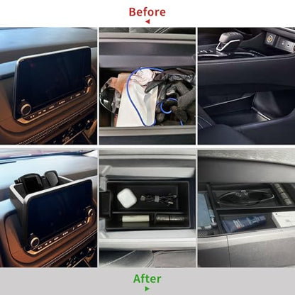 Zxiaochun 3PCS Center Console Organizer Compatible with 2021-2025 2026 Nissan Rogue S/SV/Rock Creek Accessories, Dashboard Tray Armrest Storage Box Lower Center Console Tray (Only Fit 8-Inch Screen) - size: 3PCS Center Console Tray