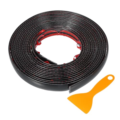 Window Trim Strip Kit 3/5" 15mm Width 16Ft 5m Universal for Exterior Car Bumper Door Body Self Adhesive Scratch-Proof Decorative Sticker Plastic Gloss Black - color: Black, size: 15mm