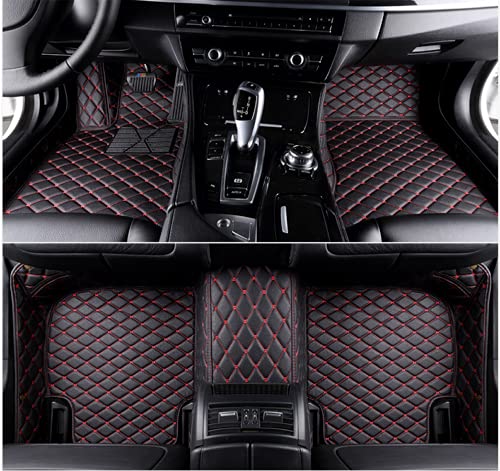 Custom Making Car Floor Mats for 95% Sedan SUV Sports Car Full Coverage Cute Men Women Pads Protection Non-Slip Leather Floor Liners (Black Red) - color: Black Red