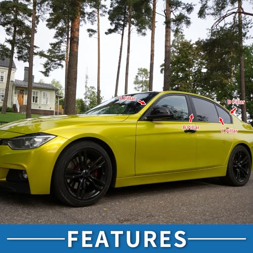 Door Pillar Window Trim Anti Scratch Sticker Pillar Posts Door Outer Exterior Cover for Ford Focus 2012-2019 Carbon Fiber Pattern Black