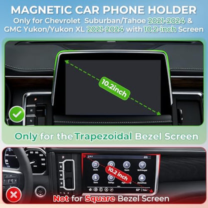 Car Phone Holder for Chevrolet Suburban/Tahoe & GMC Yukon/Yukon XL 2021-2024 (Only for 10.2-Inch Screen) 360° Rotation Magnetic Cell Phone Mount, Compatible with Magsafe - style: For 21-24 Suburban/Tahoe/Yukon/Yukon XL, 10.2-Inch