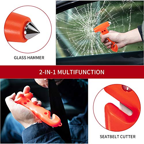 MOTORBUDDY Car Safety Hammer 2-Pack, Auto Emergency Escape Hammer with Window Breaker and Seat Belt Cutter, Striking Red Emergency Escape Tool for Car Accidents - color: Light Red