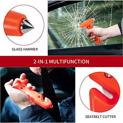 MOTORBUDDY Car Safety Hammer 2-Pack, Auto Emergency Escape Hammer with Window Breaker and Seat Belt Cutter, Striking Red Emergency Escape Tool for Car Accidents - color: Light Red