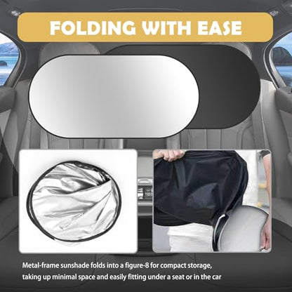 39.3"x19.7" Back Window Sun Shades for Car,Rear Window Sun Shade with 6 Suction Cups Keeps Car Cool & Protects Interior,Quick-Fold Cars Windows Shades for Cars & SUVs