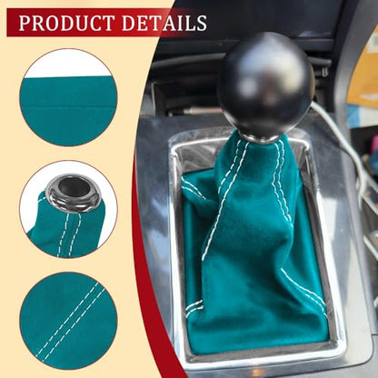 Car Shift Boot Cover, Stick Shift Cover, Suede Leather Manual Automatic Car Shifter Lever Knob Dust Protector, Dustproof Gear Shift Protection Sleeve Gaiter for Sedan Truck (Light Blue White) - color: Light Blue White