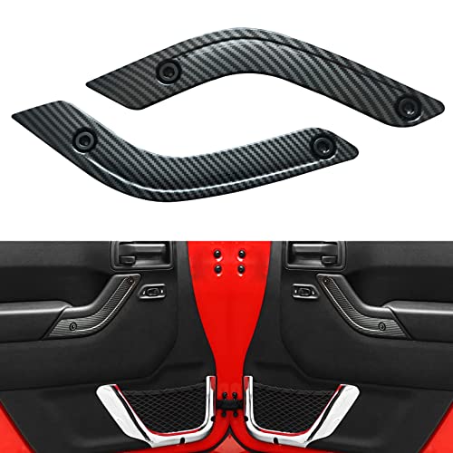 Interior Door Grab Handle Inserts Cover Door Handle Trim Cover for Wrangler JK JKU 2011-2018 Carbon Fiber with Screw (Black) - color: Black