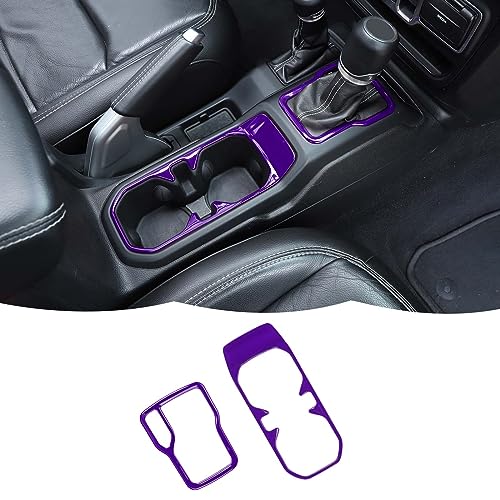RT-TCZ Cup Holder Trim Cover Gear Shift Cover Center Console Decoration Interior Accessories Compatible with Jeep Wrangler JL JLU & Gladiator JT 2018-2024,Purple - color: Purple
