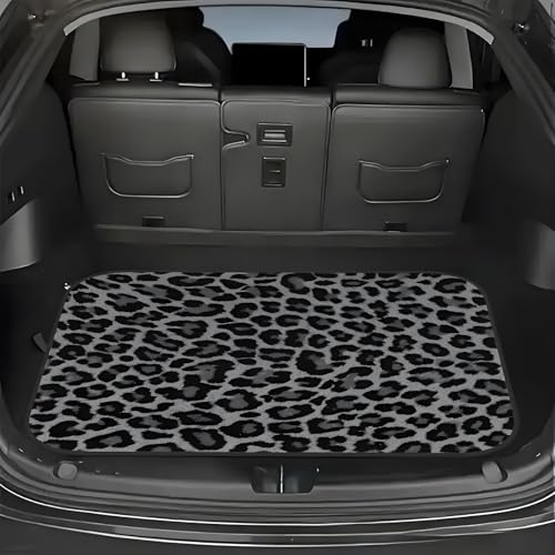 Universal Car Trunk Mat 29" x 39", Gray Leopard Print All Weather Trunk Protection Cargo Liner, Durable Cargo Mat Rear Trunk Liner, Stylish Vehicle Interior Accessories Suitable for Most Car Models - color: Gray Leopard Print