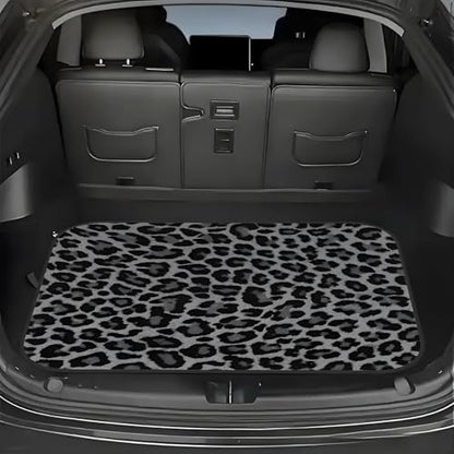 Universal Car Trunk Mat 29" x 39", Gray Leopard Print All Weather Trunk Protection Cargo Liner, Durable Cargo Mat Rear Trunk Liner, Stylish Vehicle Interior Accessories Suitable for Most Car Models - color: Gray Leopard Print