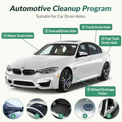 Auto Sunroof Cleaning Tool, 3Pcs 120 Inch Long Flexible Pipe Brush,3 Pcs 7.9 Inch Tube Cleaner Brush Perfect for Car Sunroof, Windshield Wiper Drain Hole