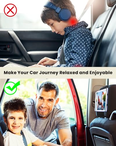 WONNIE Car Tablet Holder, Upgraded iPad Holders for Car Mount Headrest, iPad Mount Back Seat for Kids with Anti-Slip Strap, Silicone Holding Net/Fits All 7-12.9'' Tablets, 2 Pack - size: 2 Pack- Fits 7-12.9" Tablet