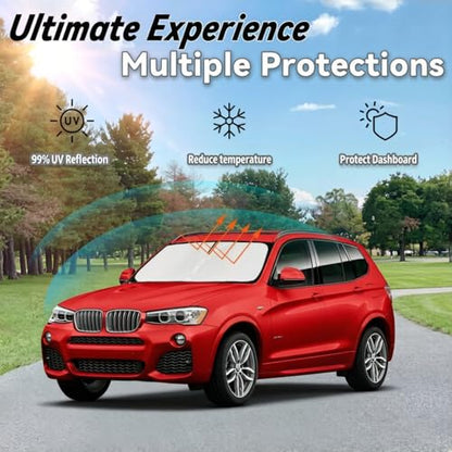 Windshield Sun Shade for BMW X3 2011-2017, Car Front Window Sunshade with 240T Sun Visor Protector Blocks UV Rays Heat Sun Shield Accessories - size: For X3 2011-2017