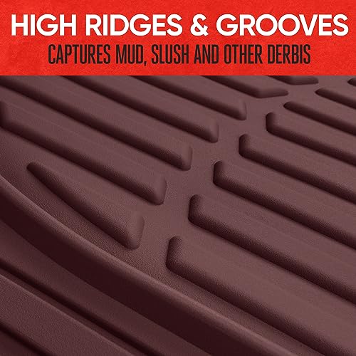 BDK Red All Weather Heavy Duty Car Floor Mats Interior Liners for Auto Van Truck SUV, Heavy Duty All Weather Protection, Fits Front & Rear - color: 4pc Deep Dish