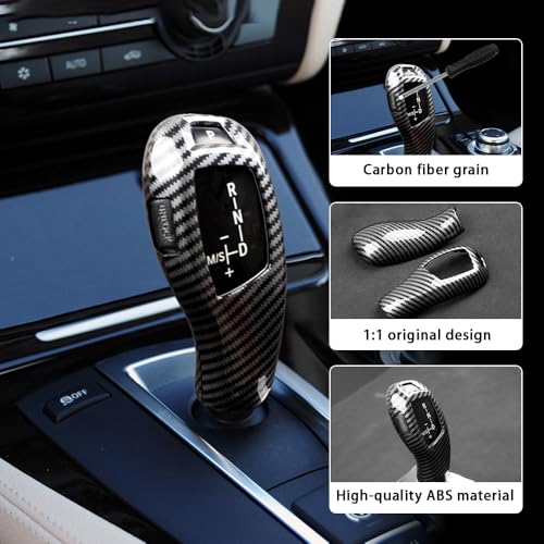 Car Gear Shift Knob Cover Carbon Fiber Grain Interior Trim Protector Accessories for BMW F06 F07 F10 F18 F20 F21 F22 F23 F30 F31 F32 F34 F35 X3 X4 X5 X6 1 2 3 4 5 Series GT(2010-2019) - size: BMW-2PCS