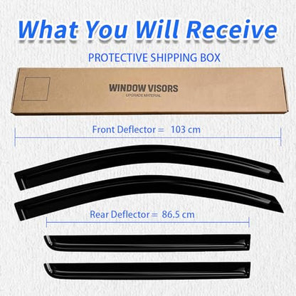Window Rain Guards Compatible 2013-2021 Nissan Pathfinder S SV SL Plainum 4PC Window Visors Vent Shade Deflector Tape On - size: 13-21 Nissan Pathfinder (S SV SL Plainum)