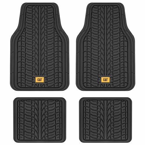 Cat® ToughTread™ Front & Rear Full Set of Floor Mats for Cars - All-Weather Heavy-Duty Trimmable Universal Fit Rubber Mat Truck & Car Accessories - Automotive Floor Mats for SUVs Car Interior - style: ToughTread Tire
