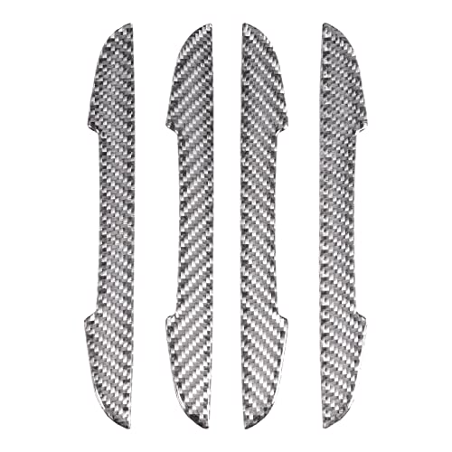 4Pcs Universal Real Carbon Fiber with 2mm Twill Woven Texture Door Edge Guard Paint Scratch Bumper Protector Anti Door Slam Silver Protective Pad Sticker Film for SUV Truck - size: L