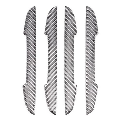 4Pcs Universal Real Carbon Fiber with 2mm Twill Woven Texture Door Edge Guard Paint Scratch Bumper Protector Anti Door Slam Silver Protective Pad Sticker Film for SUV Truck - size: L